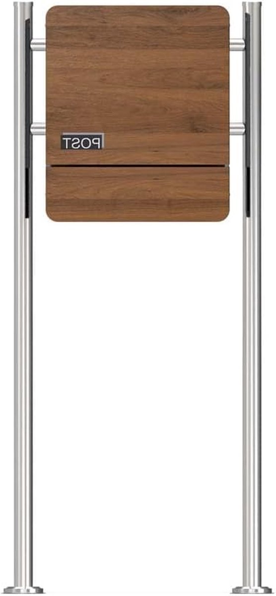 Staande brievenbus - Postkast met krantenvak - Post ontvangen - Donker hout design - 120 cm hoogte - Antraciet