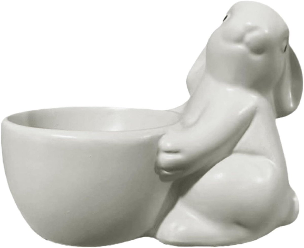 Eierhouders Set - Eierdopjes Keramiek - Ontbijt Tafel Presentatie - Antislip Basis - Set van 4 - Wit
