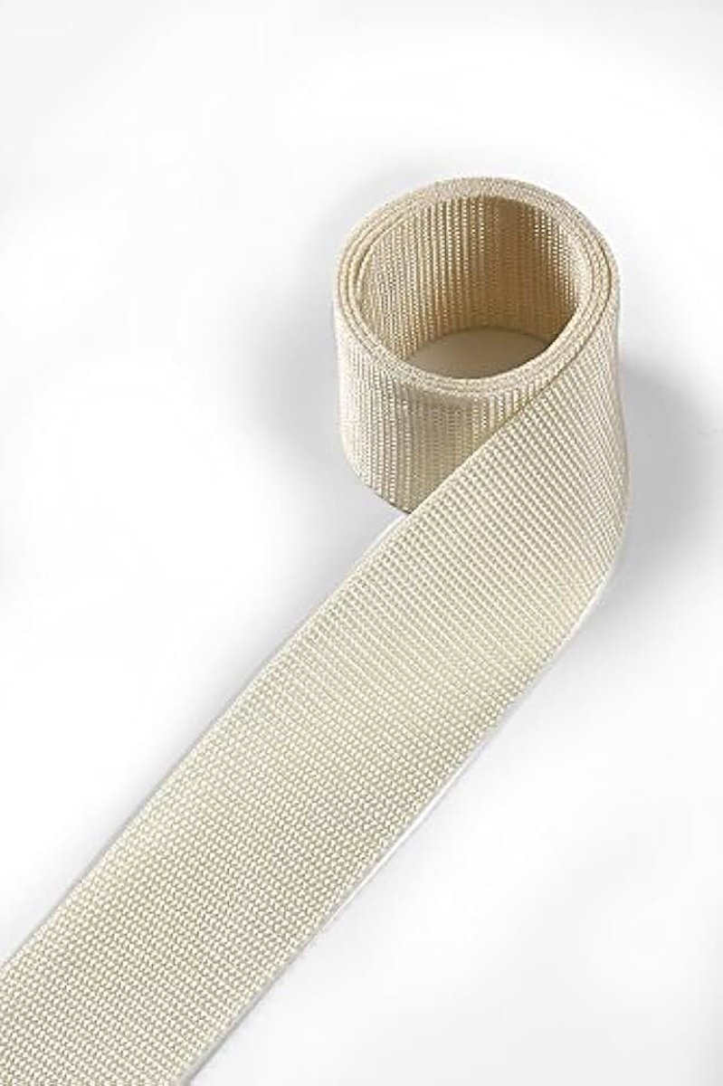 Gurtband van polypropyleen 40mm breed, 12 meter lang, kleur: 2 - Hellelfenbein | Basisprijs per meter = € 0,79