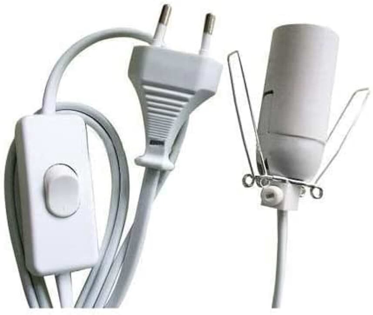 Kabel voor zoutlamp met eurostekker en schakelaar, wit, inclusief E14-lamp