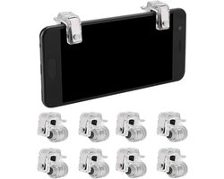 Gamingcontroller Activeert 8 Pc's R11 Vier Zes Vingers Assistent -knop Mobiele Trigger voor Gaming voor Pubg -telefoon (Zilver)