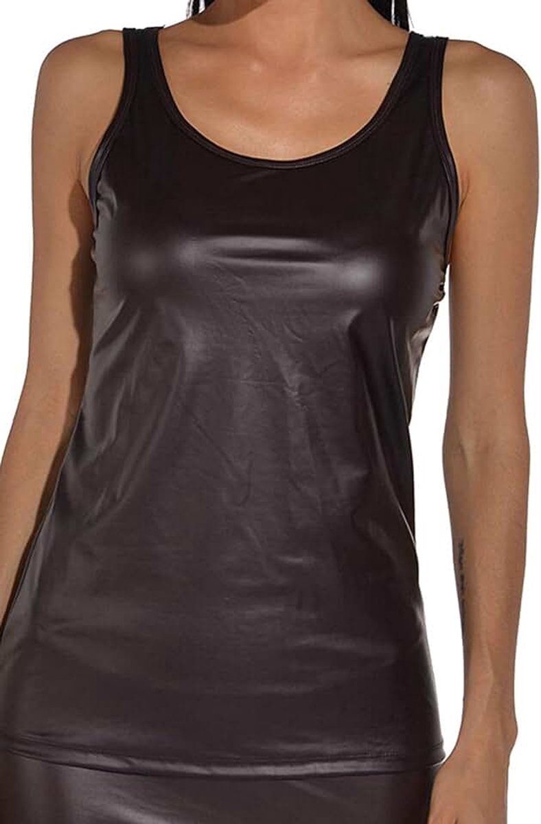 Damesshirt - wetlook shirt zonder mouwen