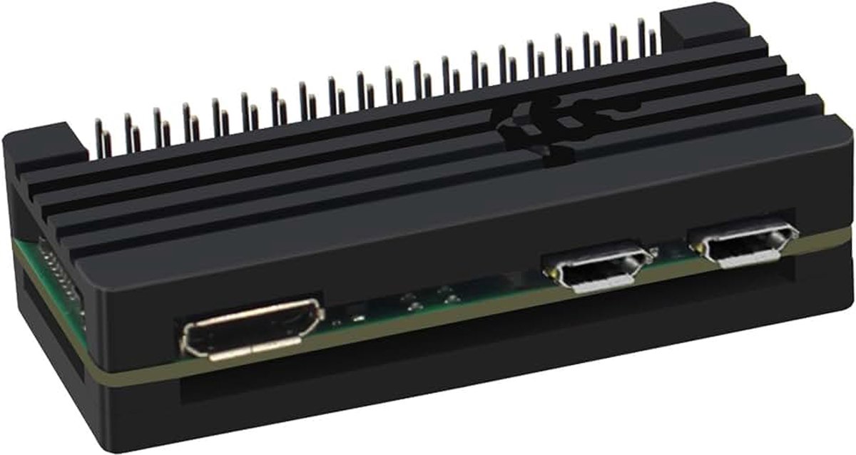 2W01 Aluminium behuizing voor Raspberry Pi Zero 2W | Passieve koeling, Aluminium koelbehuizing, met GPIO header, robuuste bescherming, ook geschikt voor RPi Zero/Zero W