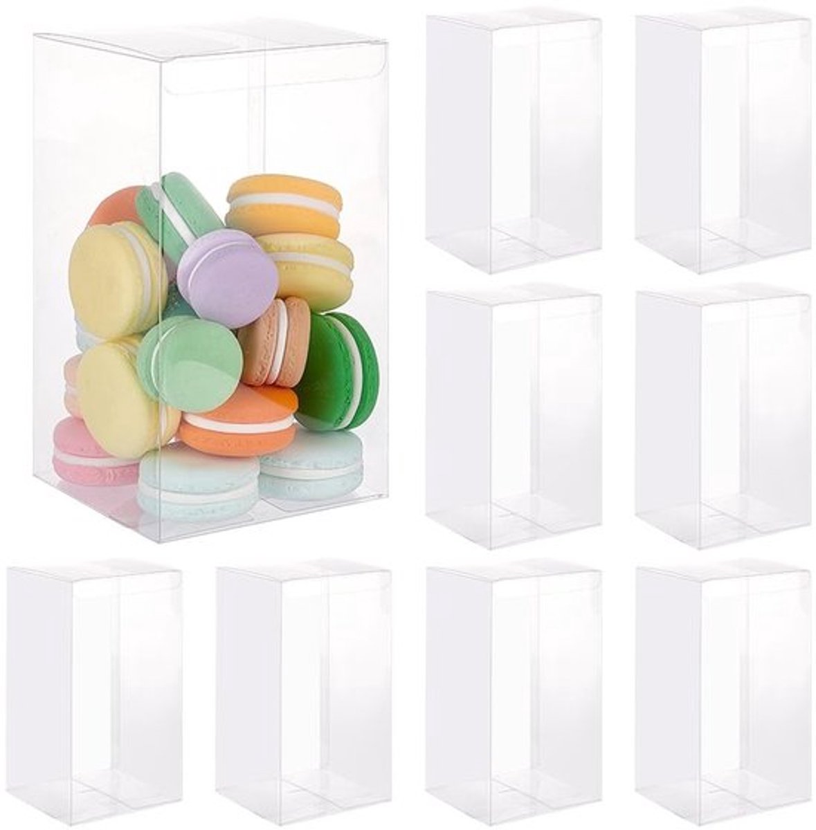 Dailygoods- Geschenkdoos 10 stuks - Doorzichtige plastic - 10 x 10 x 18 cm - Snoep cadeauverpakking - Bruiloft/Verjaardagsfeestje - Chocolaatjes/Snoepjes