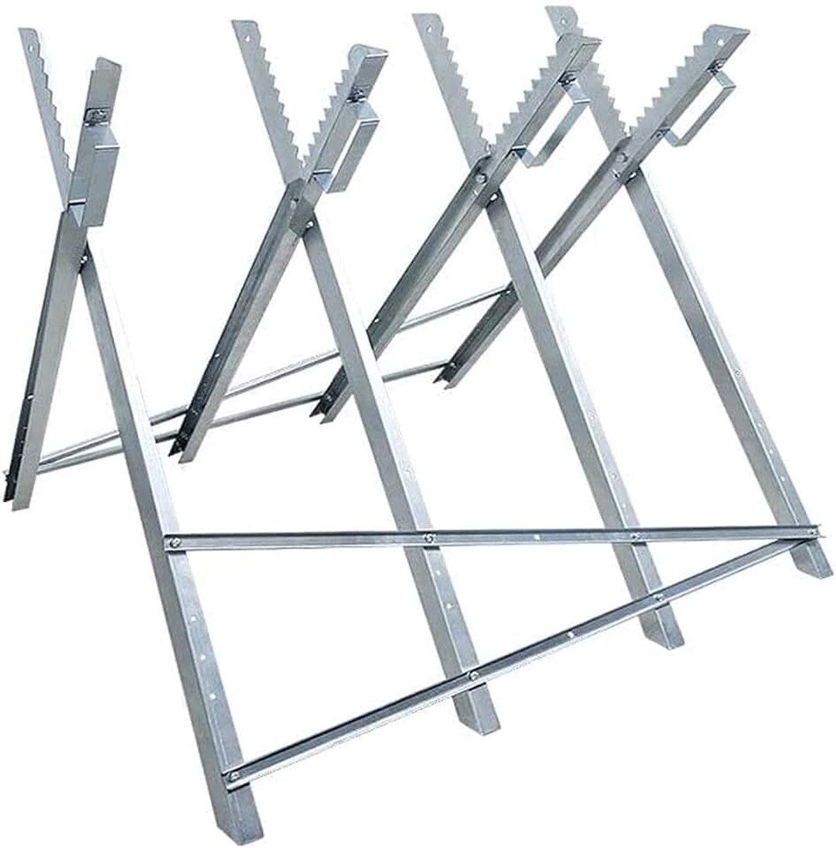 Zaagbok, 81 x 82 x 79 cm, staal, opvouwbaar, tot 150 kg belastbaar, houtzaagbok voor zaagframe, houtzaagbok, zaag, kettingzaagbok