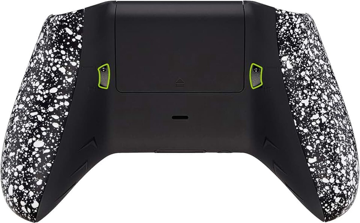 EXtremeRate FlashShot Trekker Stop Bottom Shell Kit voor Xbox One S&One X Controller,Opnieuw Ontworpen Terug Shell&Getextureerde Wit Handgrepen&Hair Trekker voor Xbox One S X Controller Model 1708