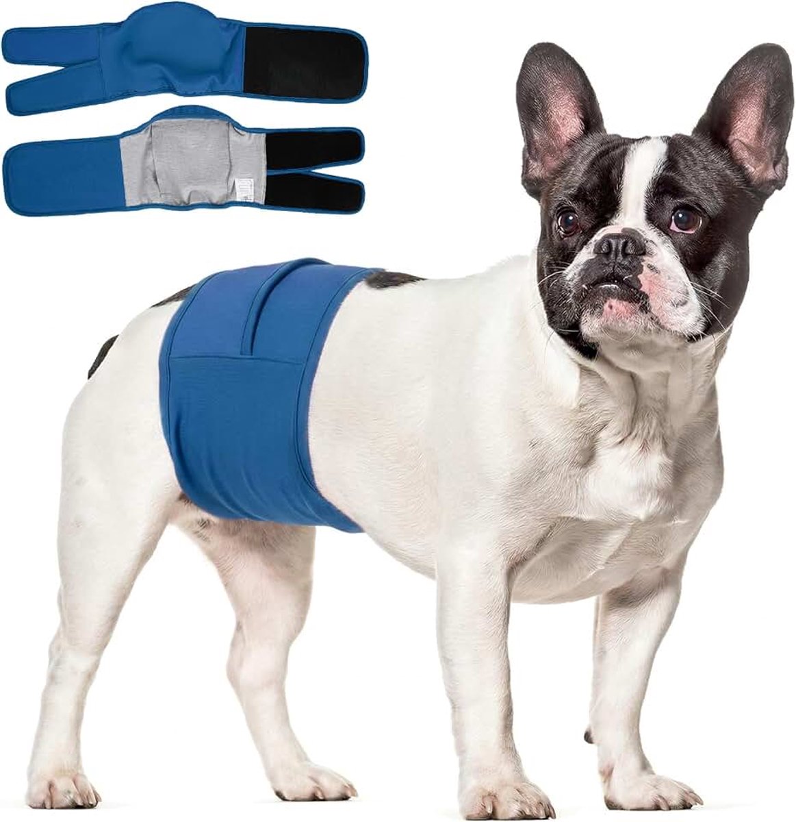 Luiers voor reuen, herbruikbaar en wasbaar, reuenluier met klittenbandsluiting verstelbaar, hondenluiers voor reuen absorberend, luiers voor reuen & teven, blauw, XL