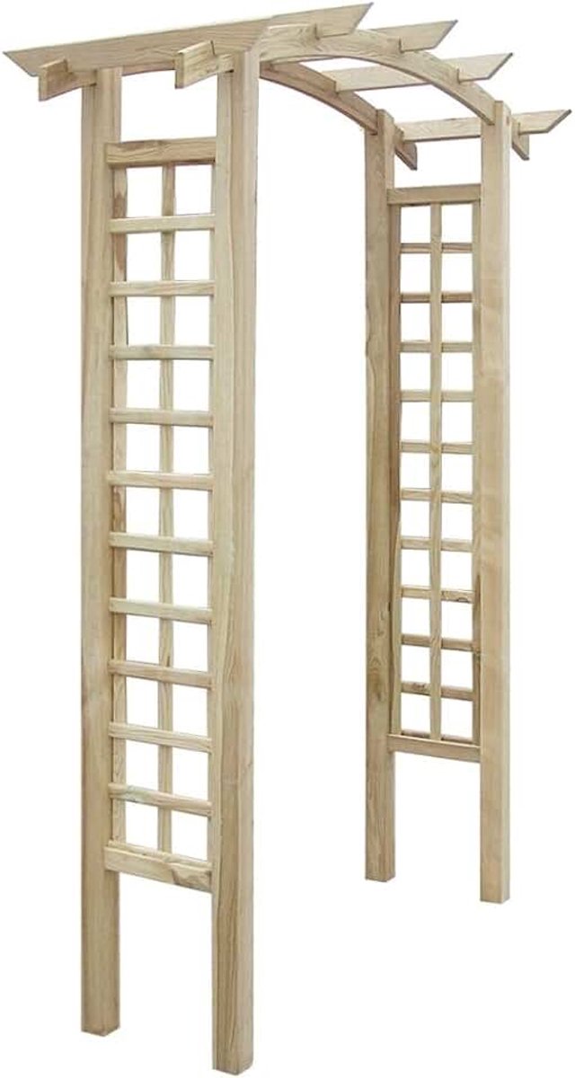 Yorten Houten pergola met boog en rankrooster rozenboog van hout grenenhout tuindecoratie geschikt voor het klimmen van planten 150 x 50 x 220 cm