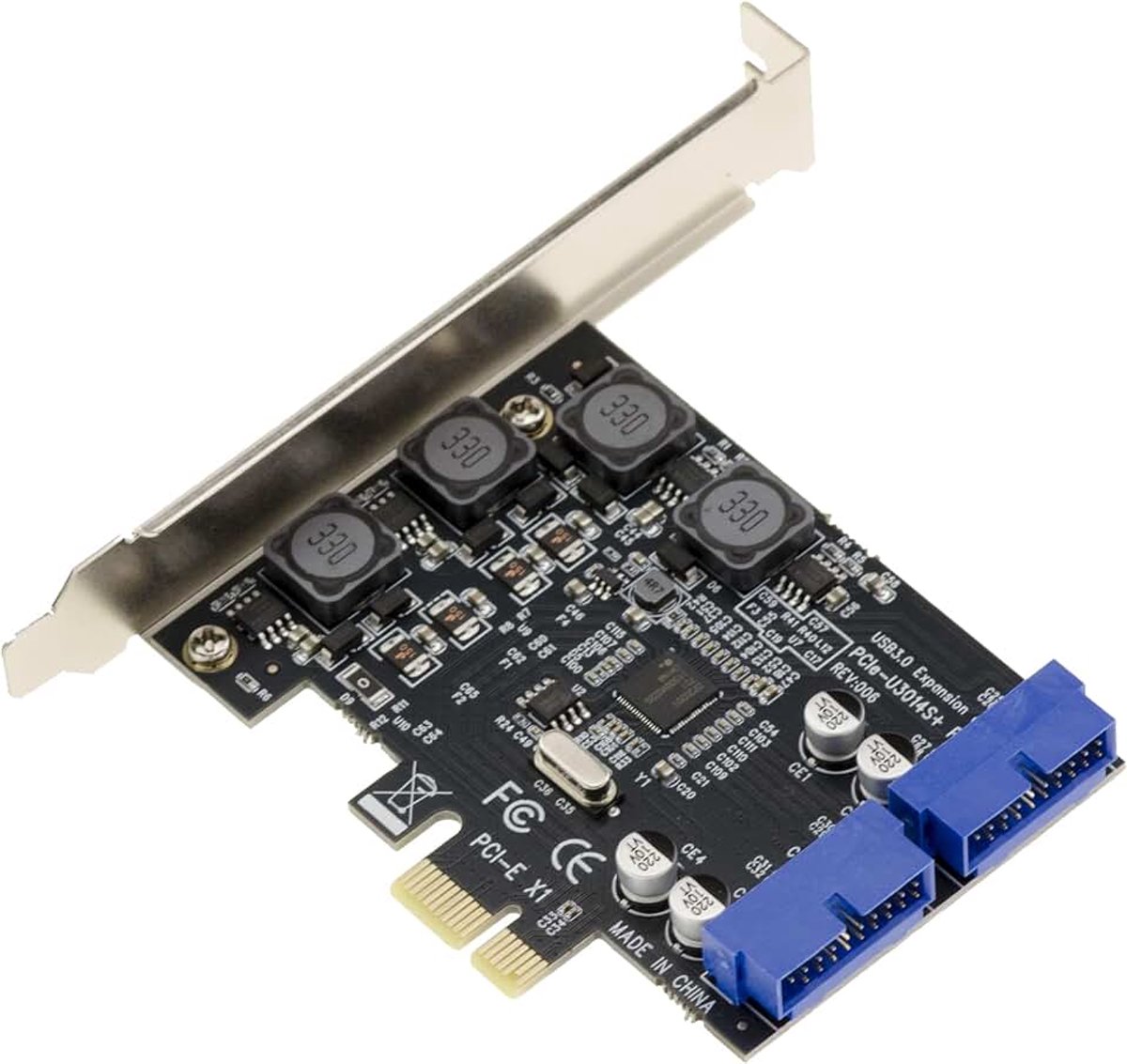 Express PCIe naar USB 3.0 2-poorts interne USB3 19 punten 5G-controllerkaart met NEC-chipset. Beugels voor laag en hoog profiel meegeleverd