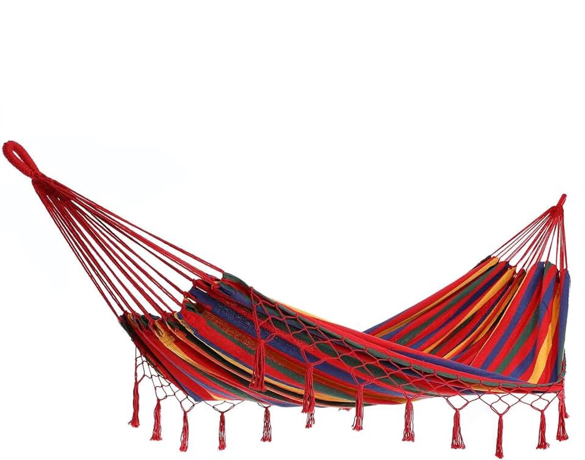 Hangmat Breed 320x150cm - Belastbaar tot 300kg - Boho - Rood