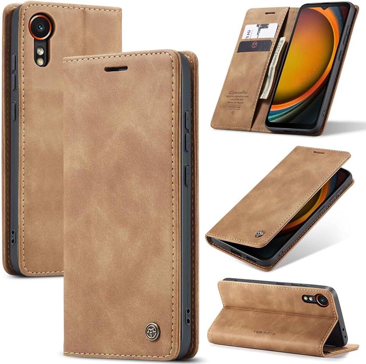 Hoesje voor Samsung Galaxy Xcover 7 5G Premium PU Lederen Hoes Flip Portemonnee Kaartsleuf Standfunctie Magneetsluiting en Schokbestendig voor Samsung Galaxy Xcover 7,bruin