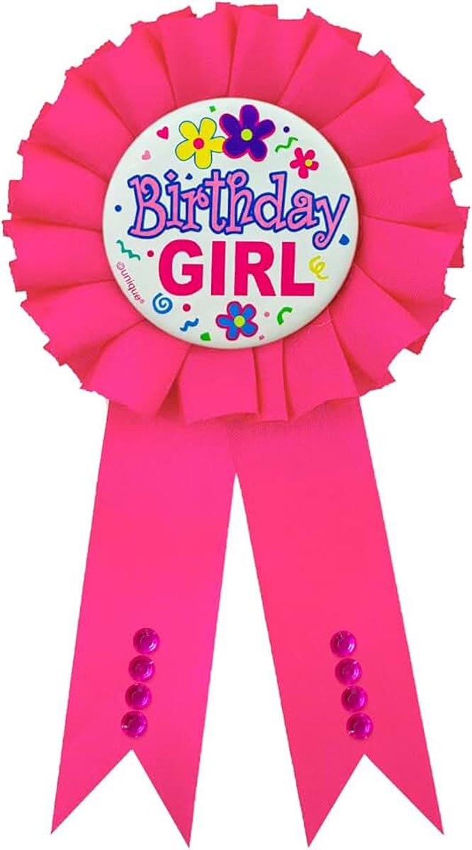 My Birthday Badge, Roze verjaardagsbroche voor meisjes, Satijnen lintbadge, Gemakkelijk te dragen, Charm, Cadeau voor feestdecoratie en viering