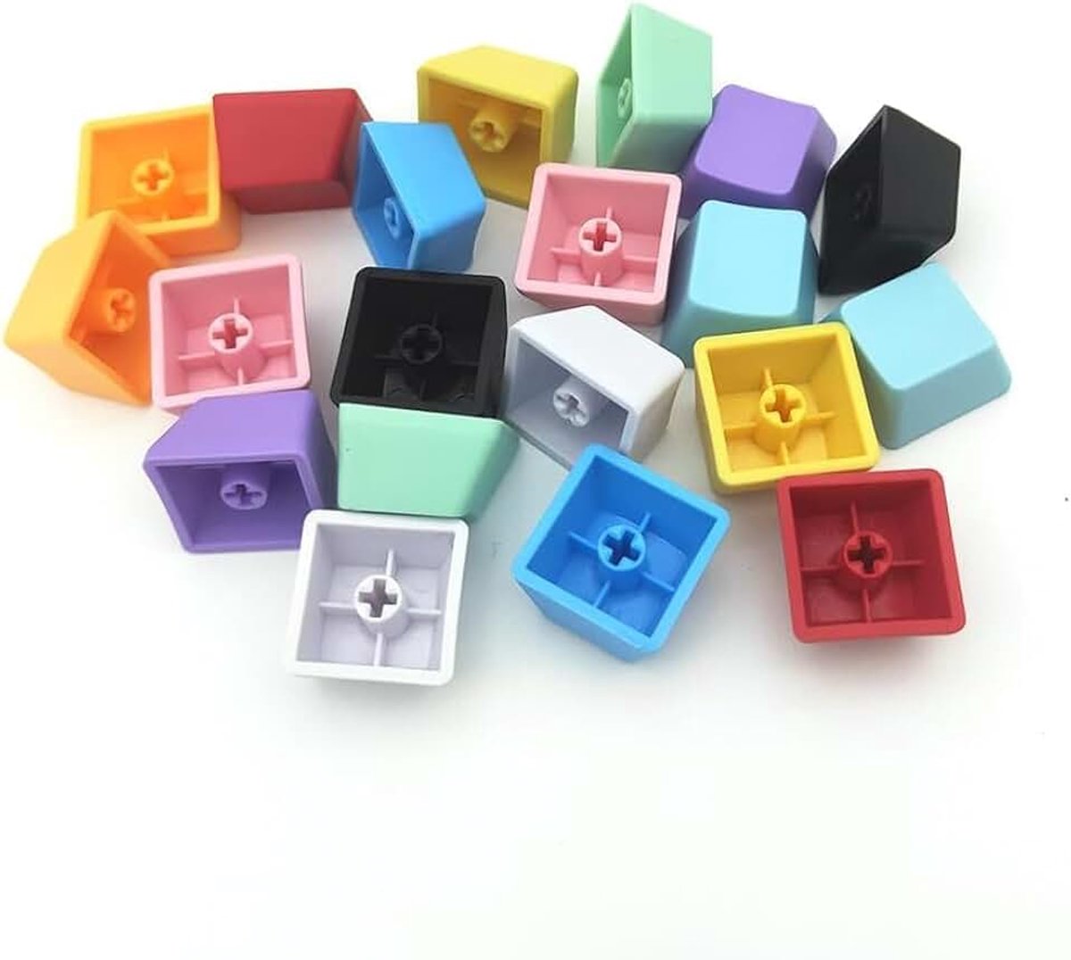 100 stuks OEM-profiel, blanco toetsdoppen, PBT regenboog, gemengde kleuren, 1U R4 toetsdop voor MX-schakelaar, mechanisch toetsenbord (gemengde kleur, 100 stuks)