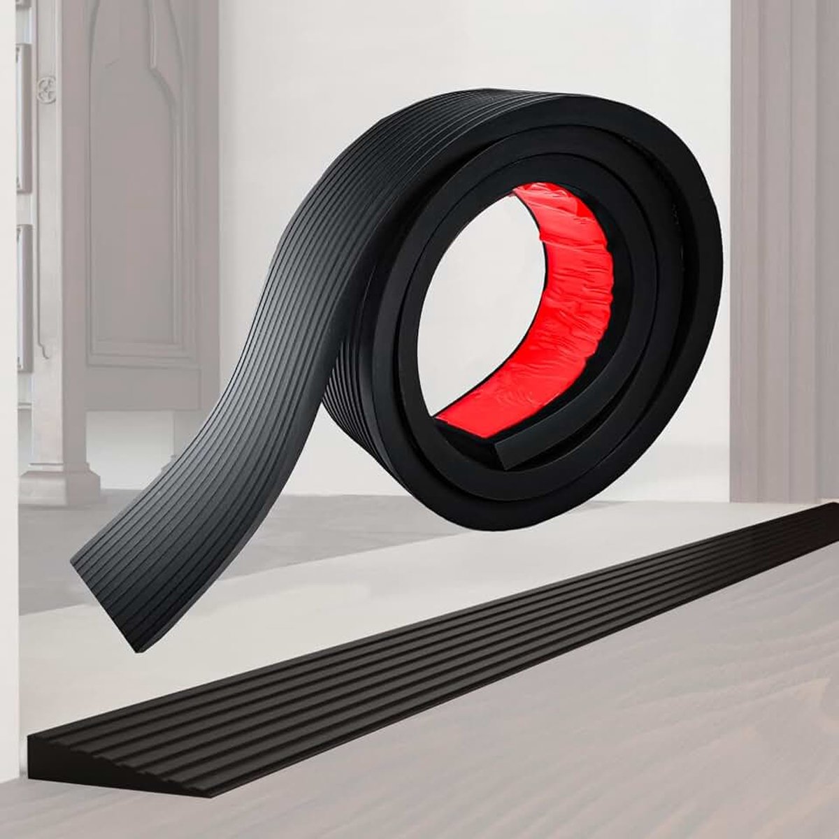 2M x 8cm x 3,0cm, belastbaar tot 800 kg, Zelfklevende Rubberen Drempelramp, Voor 3,0cm Hoogteverschil Deurdrempel, Geschikt voor Rolstoel, Kinderwagen en Zuigrobot (Zwart)