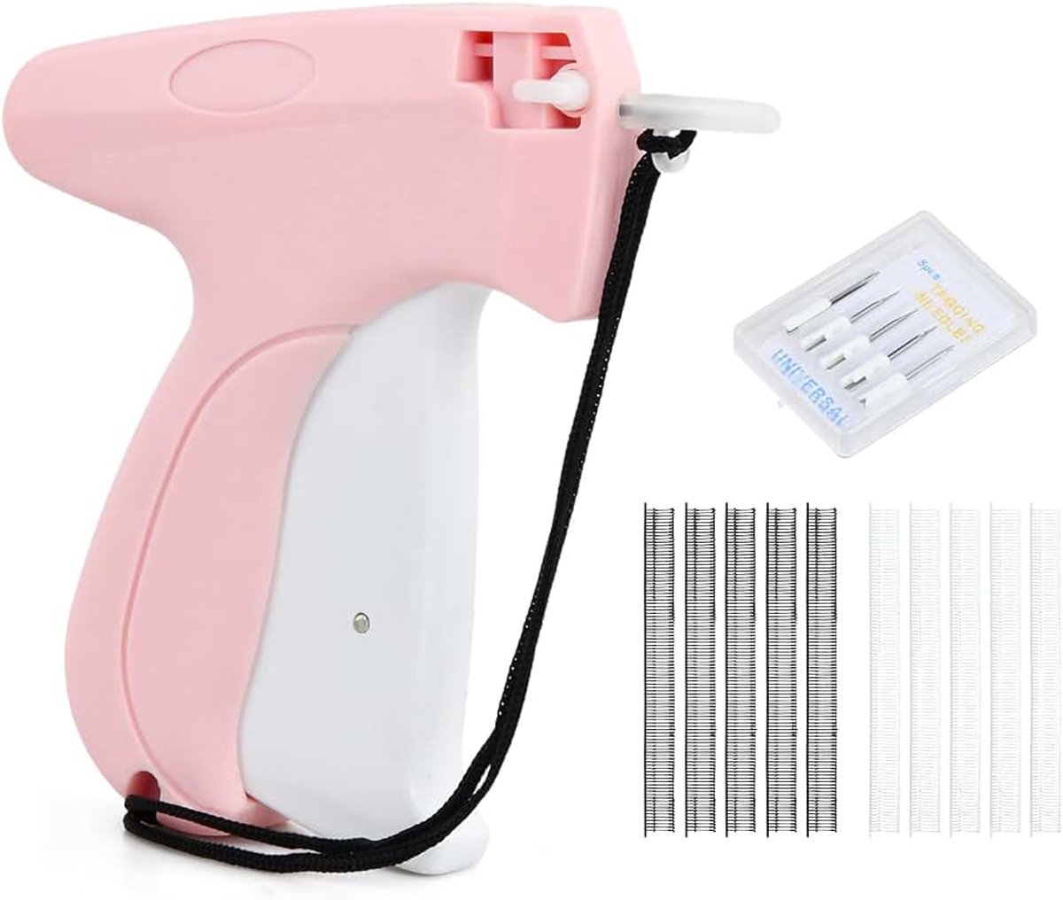 Etiketteermachine met 5 reservenaalden + 1000 draden, etiketteerpistool voor kleding, hoeden, prijskaartjes