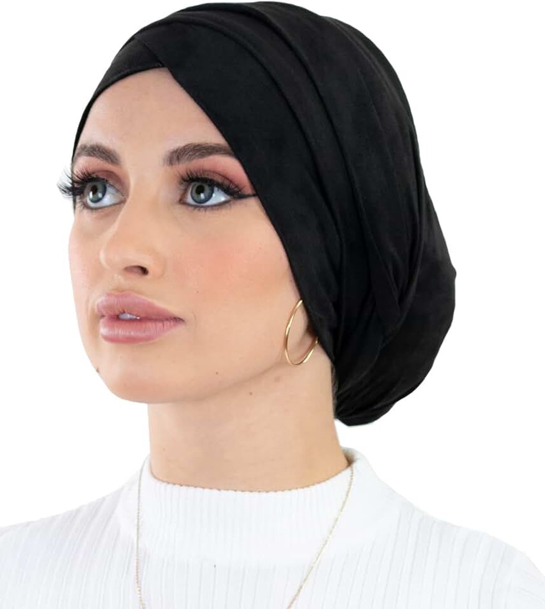 Hijab Tulband voor het inrijgen van suède voor dames, moslims, gesluierd, Zwart, Eén maat