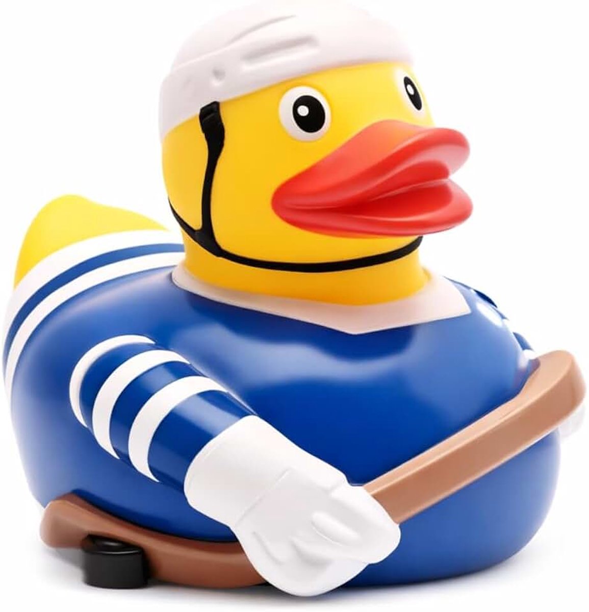Ibadeend ijshockey, pieeend ijshockey-speler, piepende eend, L: 8 cm, cadeau voor ijshockeyfans, speelgoed voor kinderen