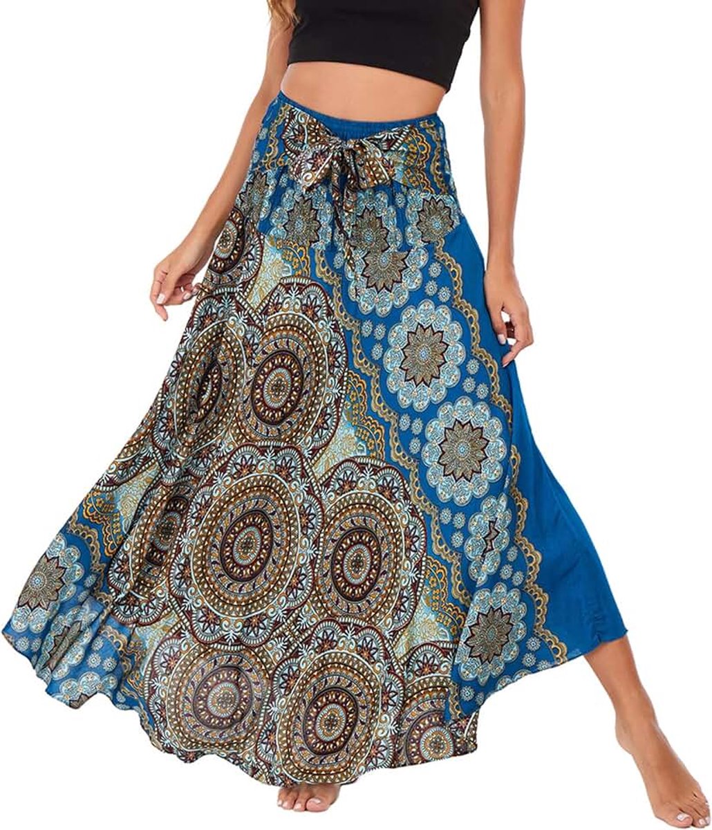 Casual elegante lange jurk in boho-stijl voor de vakantie, lange rok voor dames, 2-in-1, buikdansrok