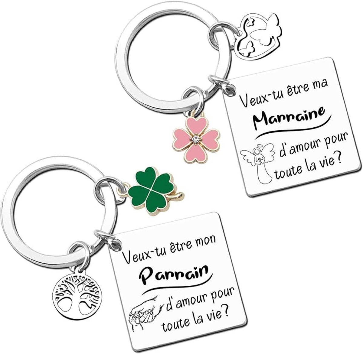 Peetvader/peettante sleutelhanger - Wil mijn peetvader/peettante zijn? Cadeau aankondiging zwangerschap en doop