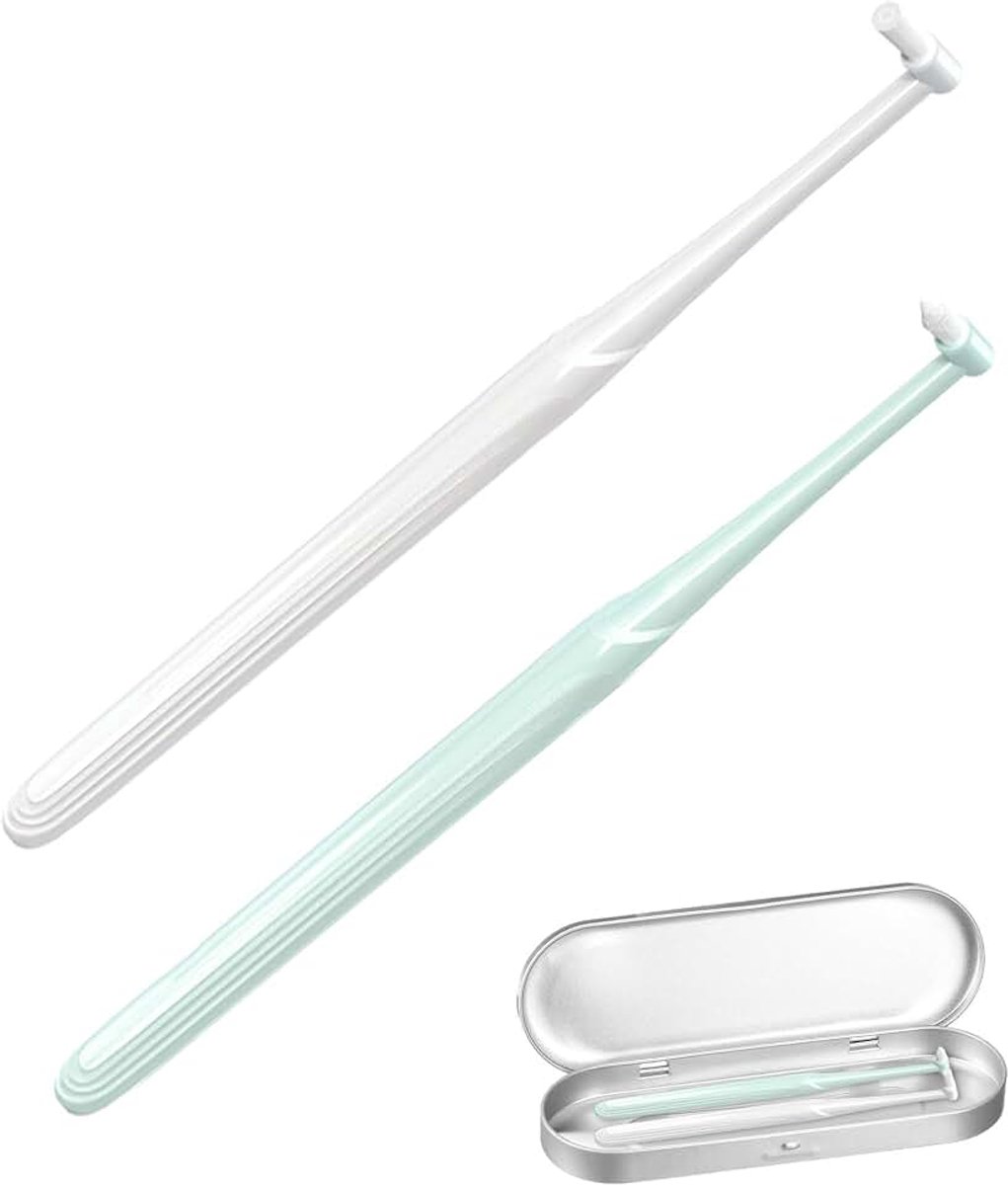 2 stuks eenvoudige tandenborst,Precieze tandvleisreiniging, Schone verzorging voor tandbandjes en implantaten, Zachte borsten zum Detail Reiniging