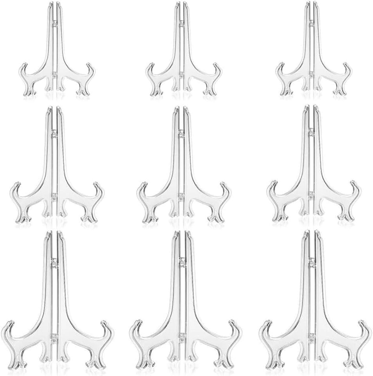 15 stuks transparante displaystandaards, transparante plaatdisplaystandaard, opvouwbare fotolijsthouder decoratieve ezel, voor huisdecoratie, plaathouders voor displayillustraties (3 maten)