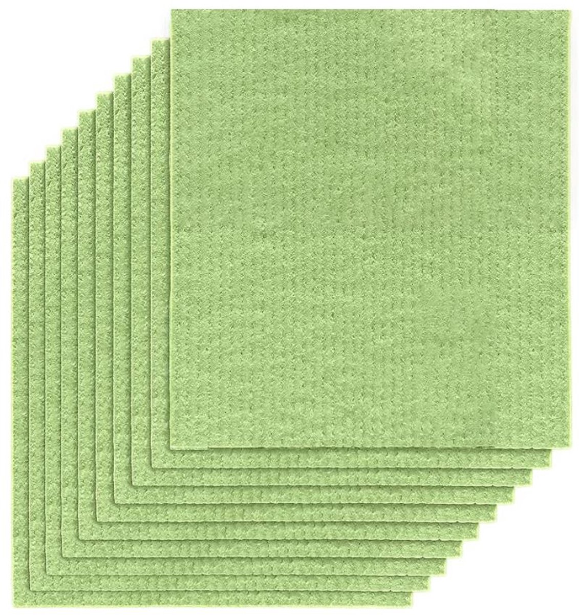 Vaatdoek - 10 stuks - Vaatdoekjes - Zweedse vaatdoeken - biologisch afbreekbare poetsdoeken - plasticvrije poetsdoeken - Eco-vriendelijke herbruikbare vaatdoeken - vaatdoeken - 20 x 18 cm - herbruikbaar en absorberen - droog snel - geurloos - Groen