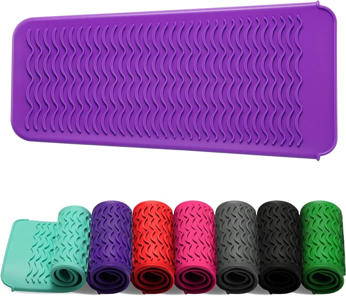 Siliconen Mat - Hittebestendige Pouch - Haartools Opbergen - Hittebestendig tot 460F - 12 x 10 cm - Paars