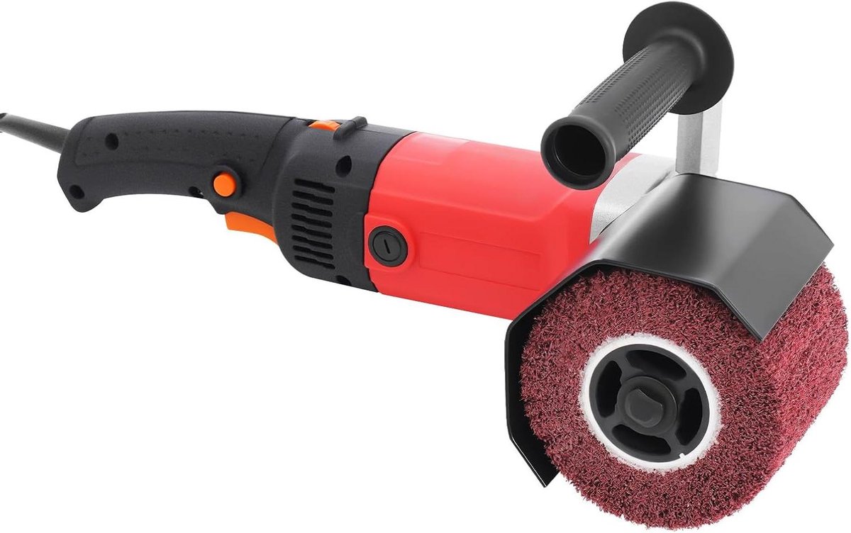Satijnmachine Elektrisch - Borstelmachine Polijstmachine - Metaal Afwerken - 6 Snelheden Instelbaar - 12 x 10 cm - Rood/Zwart