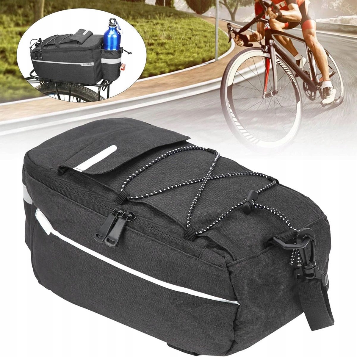 Waterdichte Fietsbagage Tas 10L - Grote, Insoleren & Reflecterende Achtertas