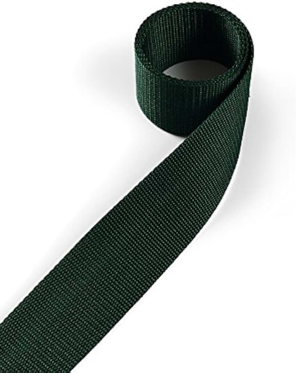 Webbing van polypropyleen 30 mm breed, 12 meter lang, Kleur: 20 - mosgroen | ook 20mm, 25mm, 40mm of 50mm breed | in 4 meter of 12 meter | 30 kleuren