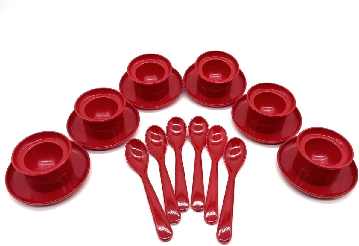 Eierdopjes Set - Kunststof Serveerdopjes - Ontbijt Genieten - Onbreekbaar Stapelbaar - 150 Gram - Rood