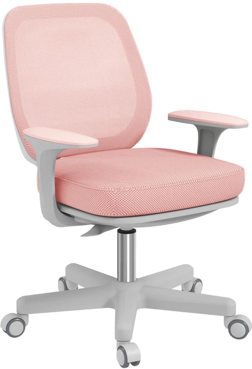 Ergonomische Bureaustoel - In Hoogte Verstelbaar - 360° Draaibaar - Kantoorstoel - Gamestoel - Volwassenen Stoel - Computerstoel - 55 x 48 x 82,5-94,5 cm - Roze