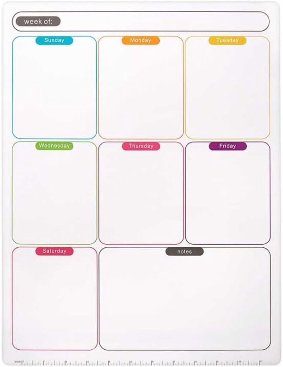 Magnetisch Whiteboard Koelkast || Wekelijkse Kalender Magneet in 2 Maten (A4 / A3) | Wekelijkse Planner voor Keuken - Boodschappenlijst Notities | Berichtenbord (A3)