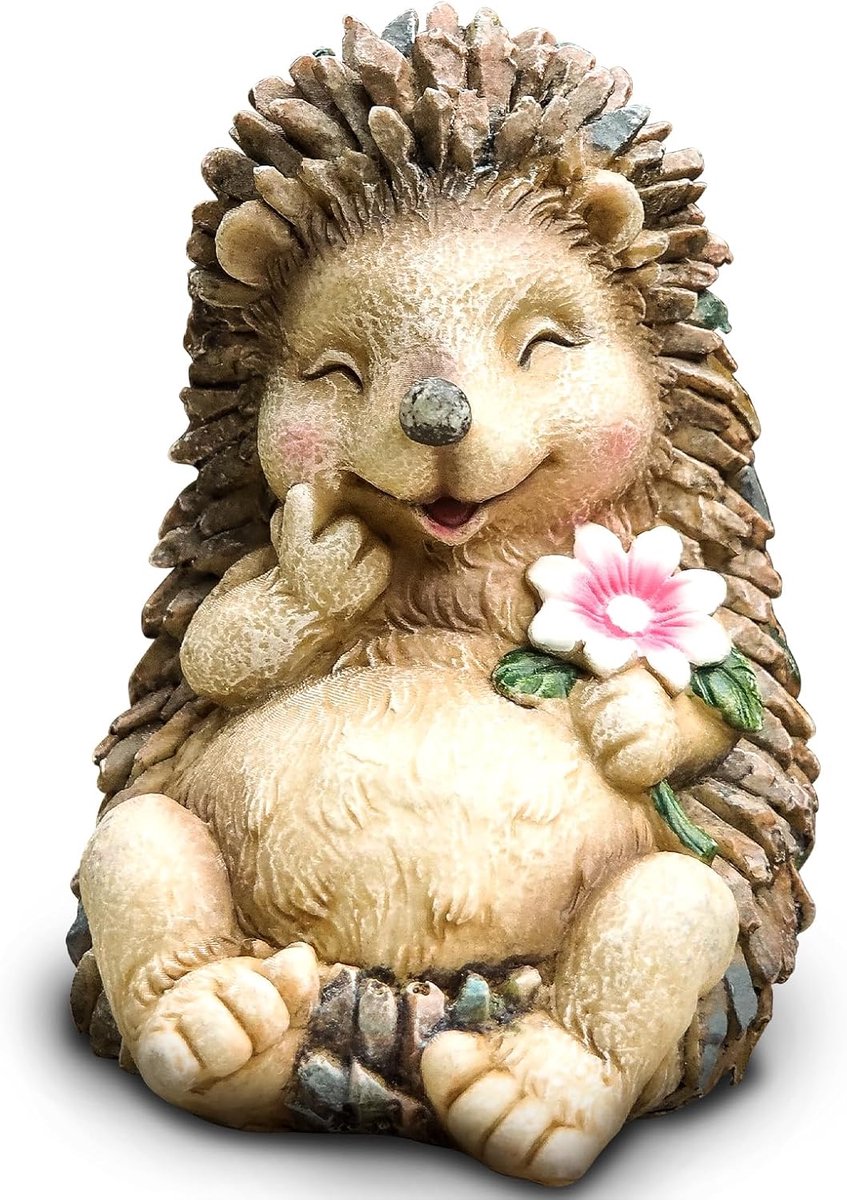 kleine tuindecoratie, egel, decoratie, 10 cm hoog, tuindecoratie voor buiten, weerbestendig, kabouter voor tuin, gazon, bloempot, binnen, voor plank, bureau, boekenkast