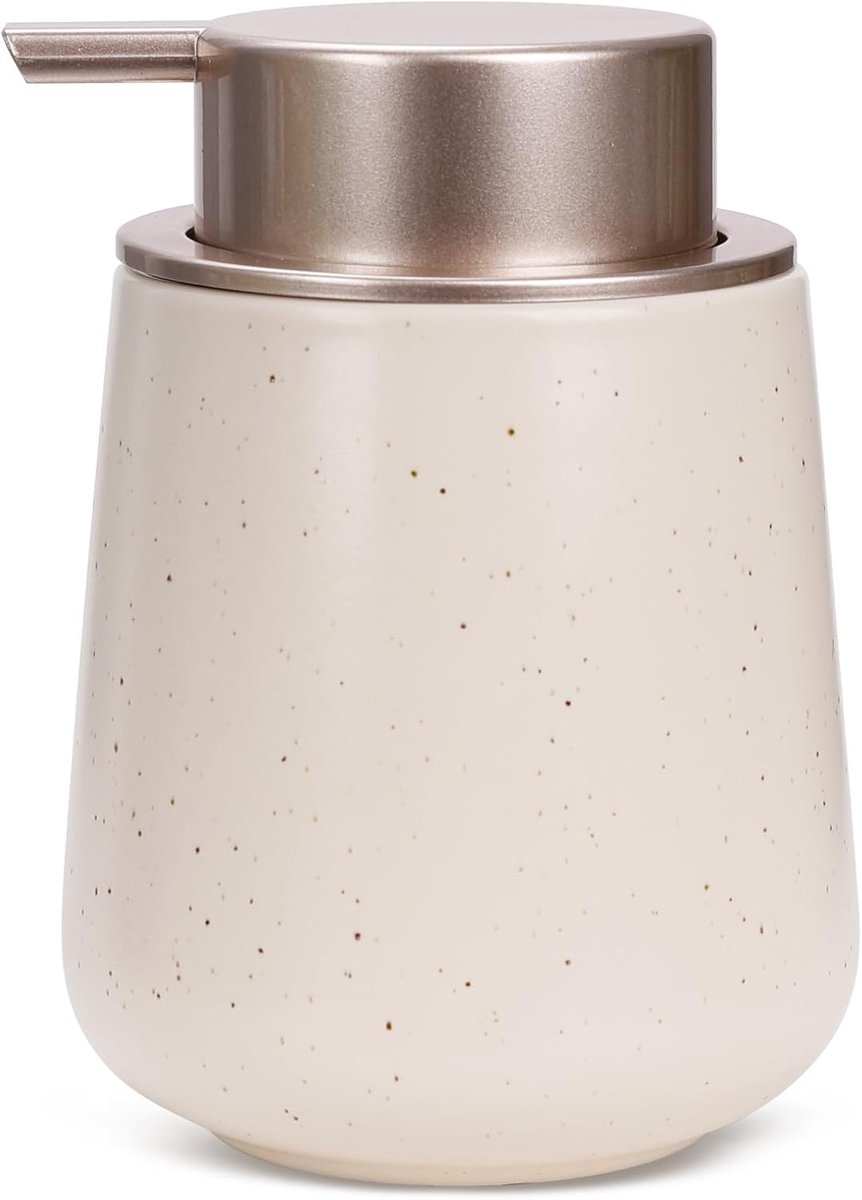 Umlaca afwasmiddeldispenser, navulbare zeepdispenser, keramiek, 350 ml, grote pompkop voor gemakkelijk persen, geschikt voor handzeep, shampoo, douchegel, keuken, badkamer, pokdoffer,