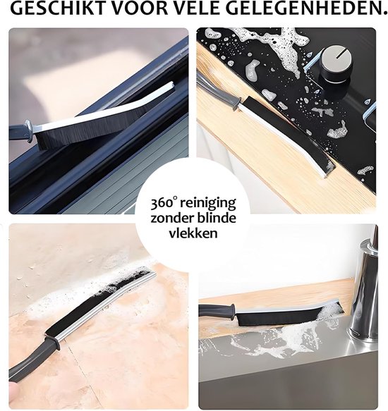 Borstelharen Hoekreinigingsborstel, Premium Spletreinigingsborstel, Voegenborstel Badkamer, Reinigingsborstel voor Dieptereiniging van Toilet, Tegelvloeren, Keuken, Wastafel (Grijs, 3 Stuks) — afbeelding 4