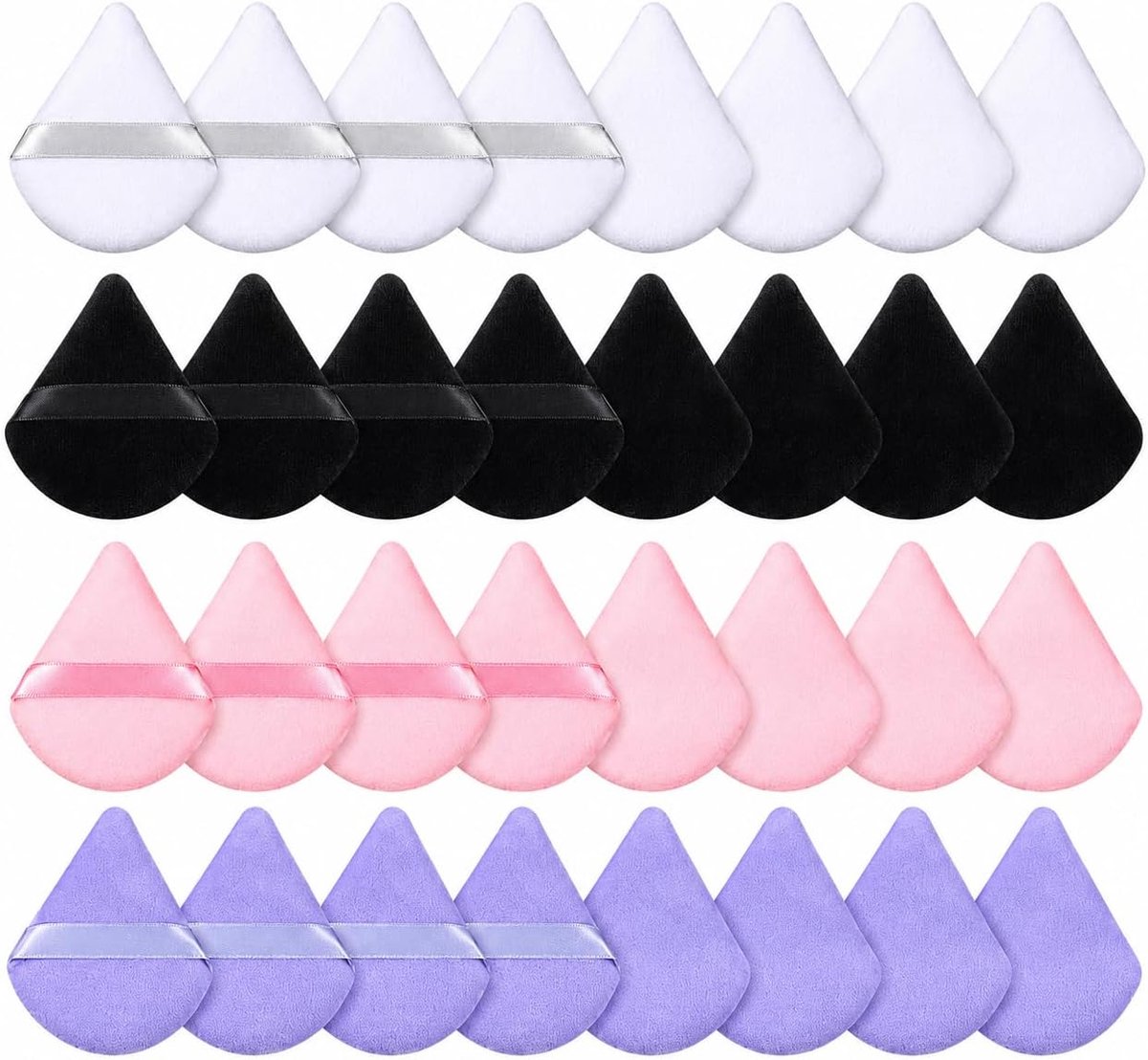 32 stuks driehoekige make-upkwasten, beautyspons en make-upsponzen, poederdonsje voor gezicht, nat of droog, make-upspons voor foundation, BB-crème, poeder en cosmetica, driehoekig