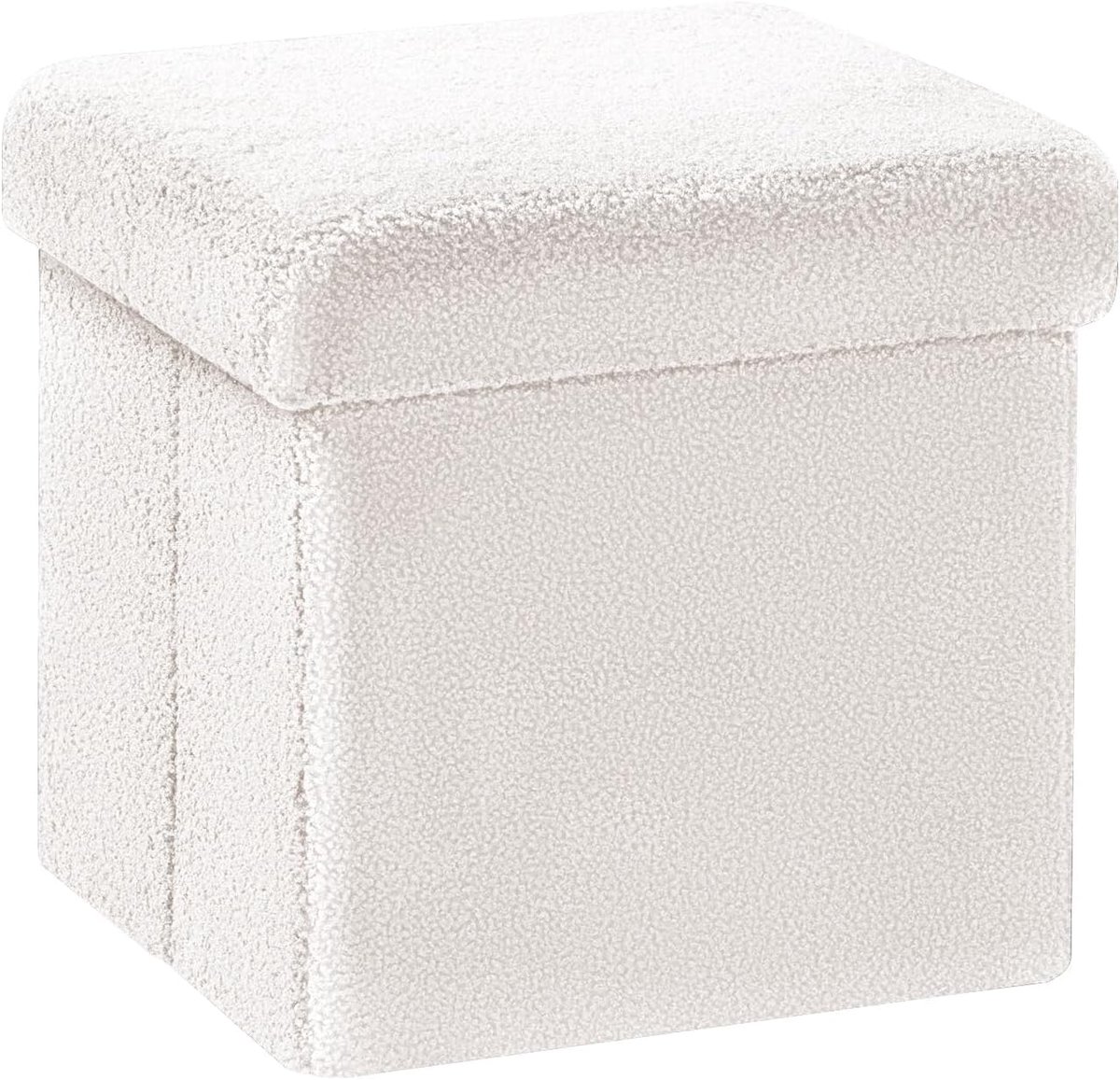 Opbergkubus 30x30x30 cm, Inklapbare Voetensteun en Pluche Zitzak met Opbergruimte voor Slaapkamer en Woonkamer, Wit