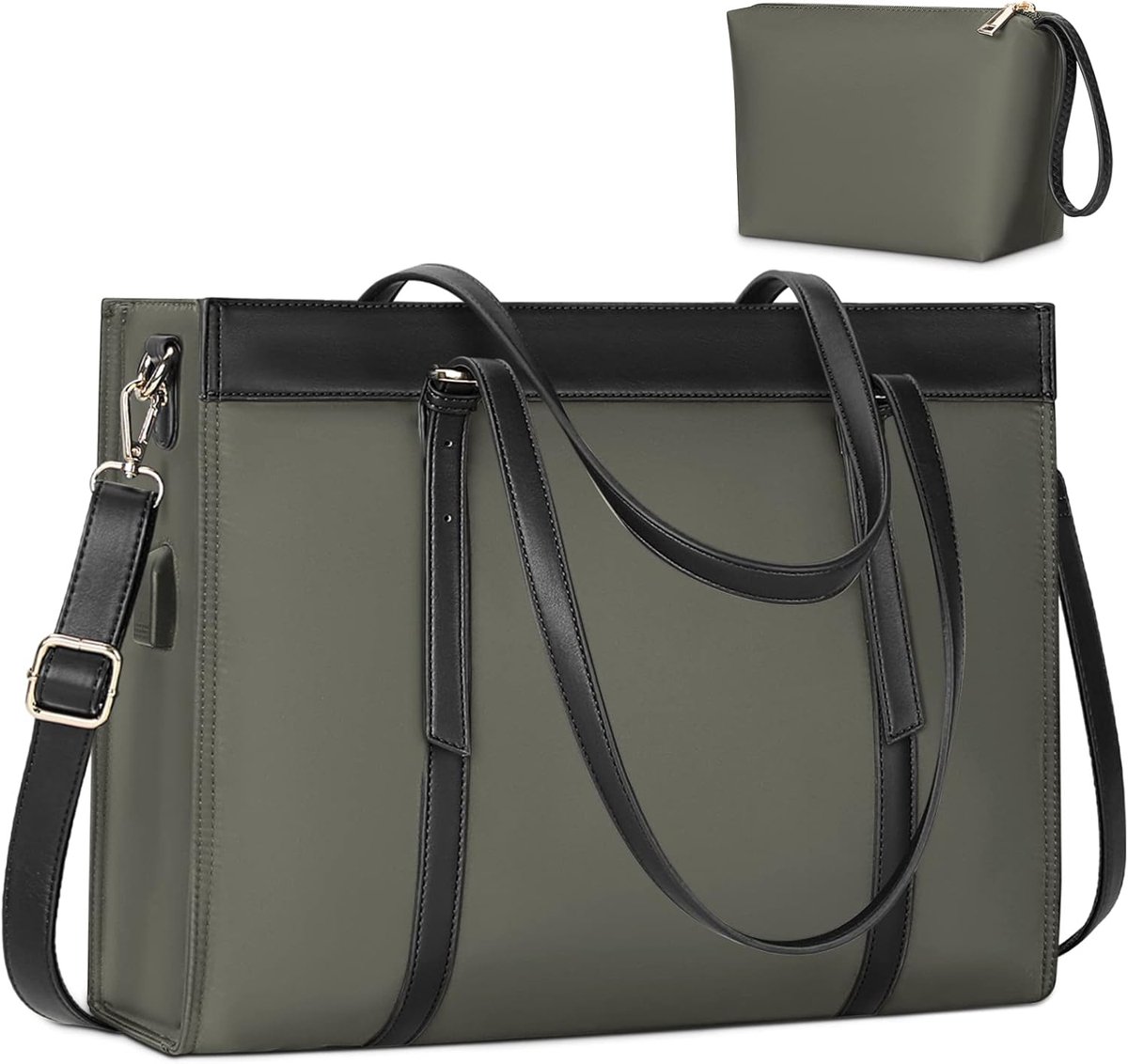 Shopper voor dames, groot, 15,6 inch, waterdichte handtas, laptoptas, business, school, laptop, schoudertas met USB-oplaadpoort