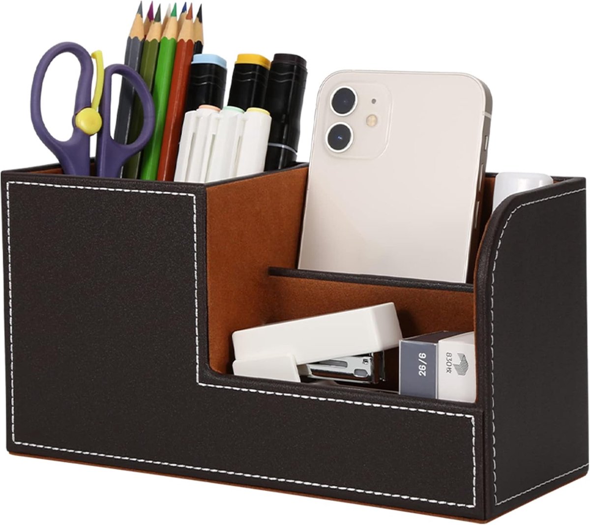 Potloodhouder - Bureau-potloodhouder - Bureau-organizer - Kantooraccessoires - Organisatiedecoratie (bruin)