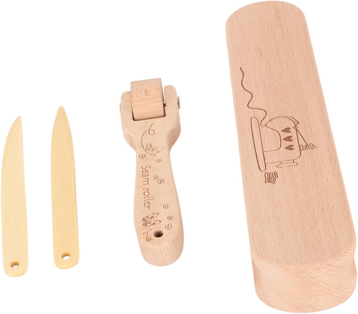 Tailors Clapper Set Houten Quilters Druknaadroller voor Naaien, Quilten met Comfortabele Grip en Stoomabsorptie voor Kleermakers en Ambachtslieden