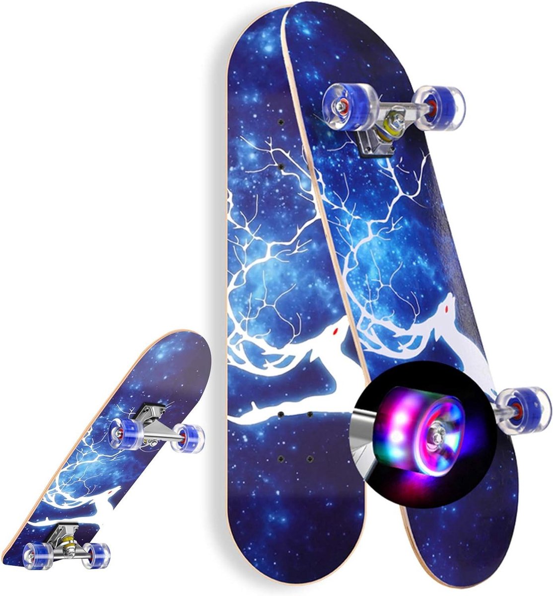 Houten Skateboard Penny Board Buiten Bewegen Met LED Wielen 31 Inch Natuurlijk Hout