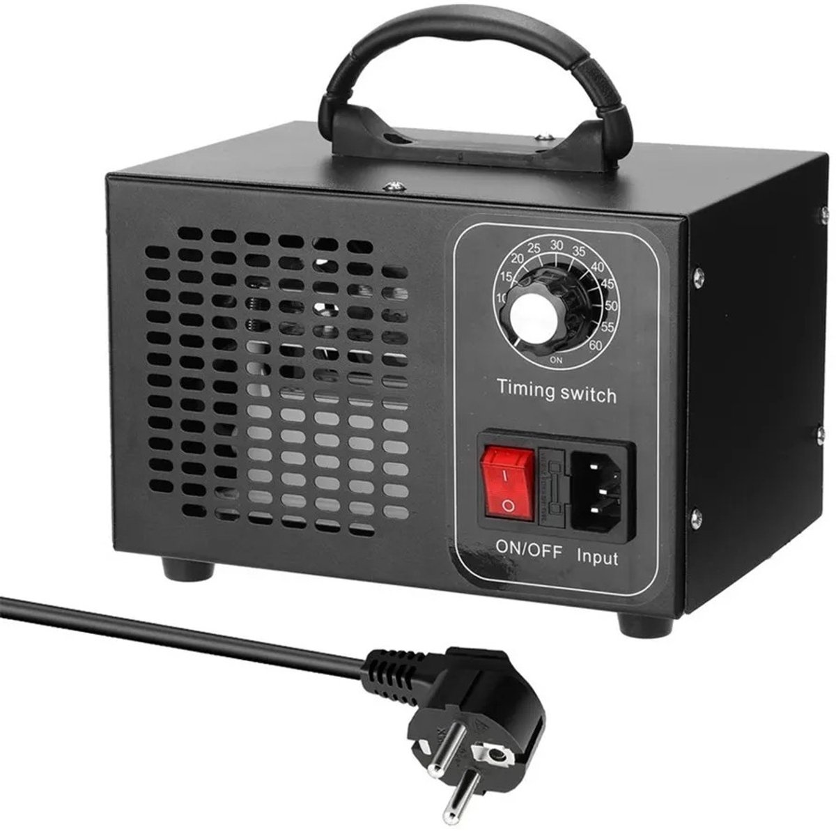 Novaro ozongenerator - Luchtreiniger - 60.000 mg/u - Timer tot 60 minuten - Voor huis, kantoor en auto - Tot 200 m³ - Draagbaar - 220V - Zwart