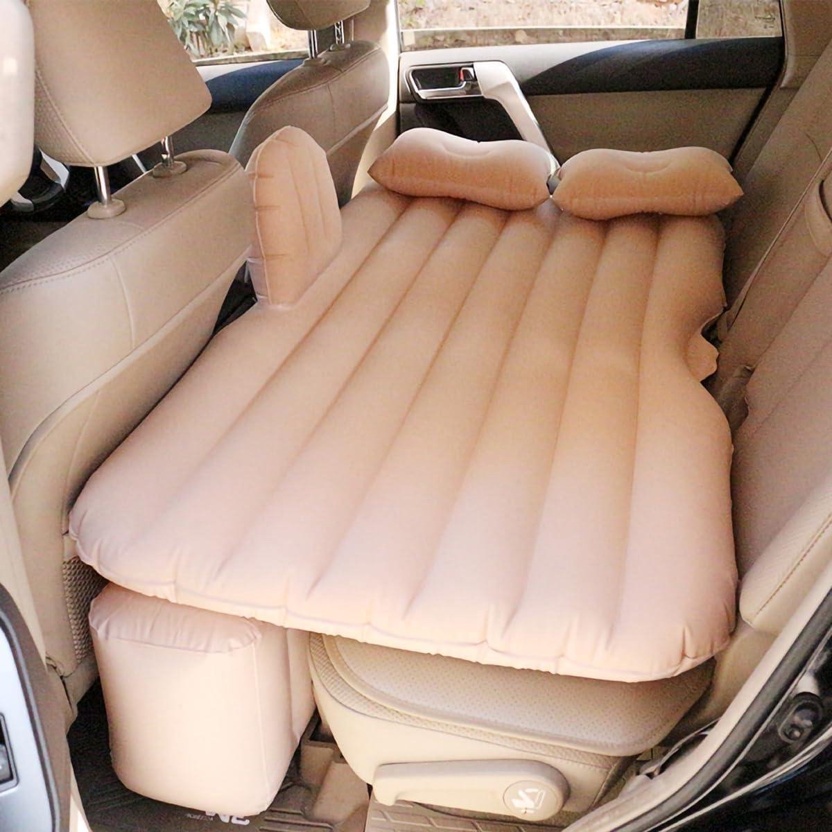 Auto opblaasbaar bed - Luchtbed achterbank - Comfortabel reizen - Snelle installatie - 135x80cm - Beige