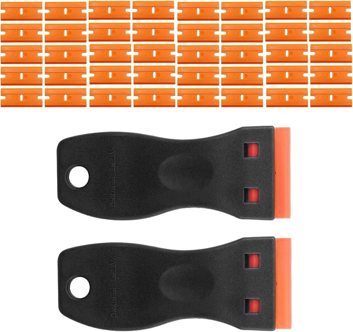 Set van 2 Glas Keramische Schrapers met 40 Plastic Bladen voor Keuken en Huis, Ideaal voor Verf, Lijm en Stickers Verwijderen