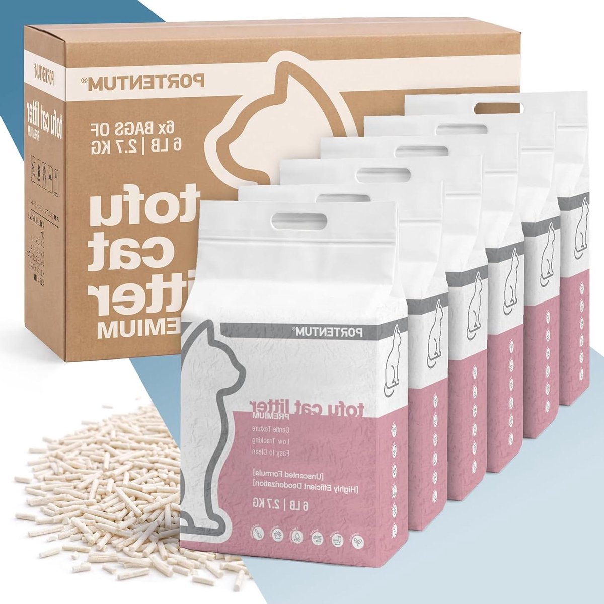 Kattenbakvulling Tofu - Plantaardig Grit - Geur Neutraliseren - Klonterend en Stofvrij - 16.2 kg - Niet van toepassing