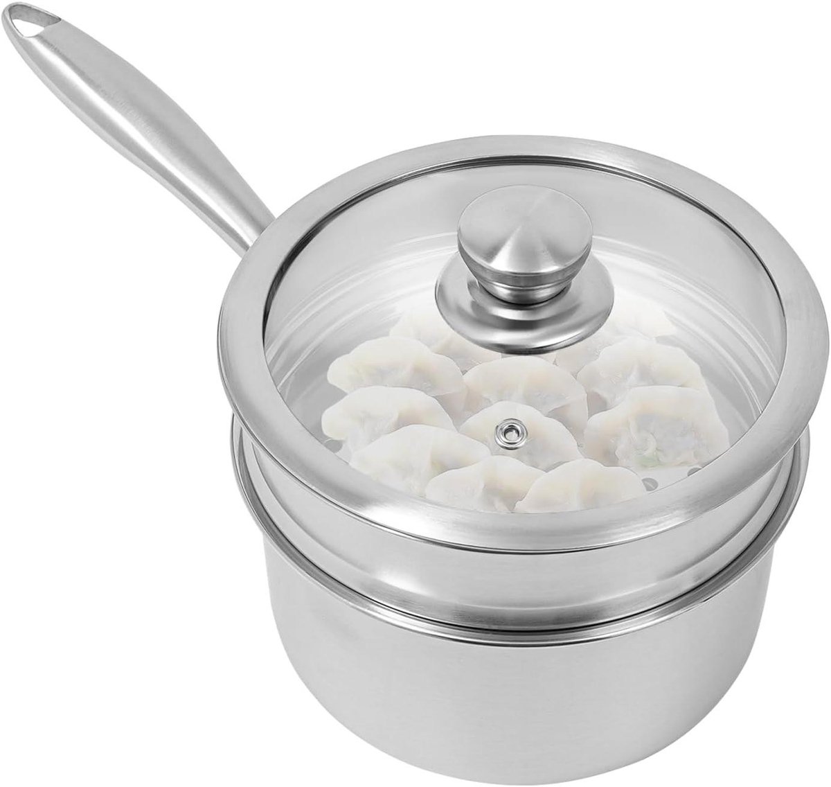 Stoomkoker RVS - Stoompan - Gezond Koken - Dubbele Laag - 20 cm - Zilver