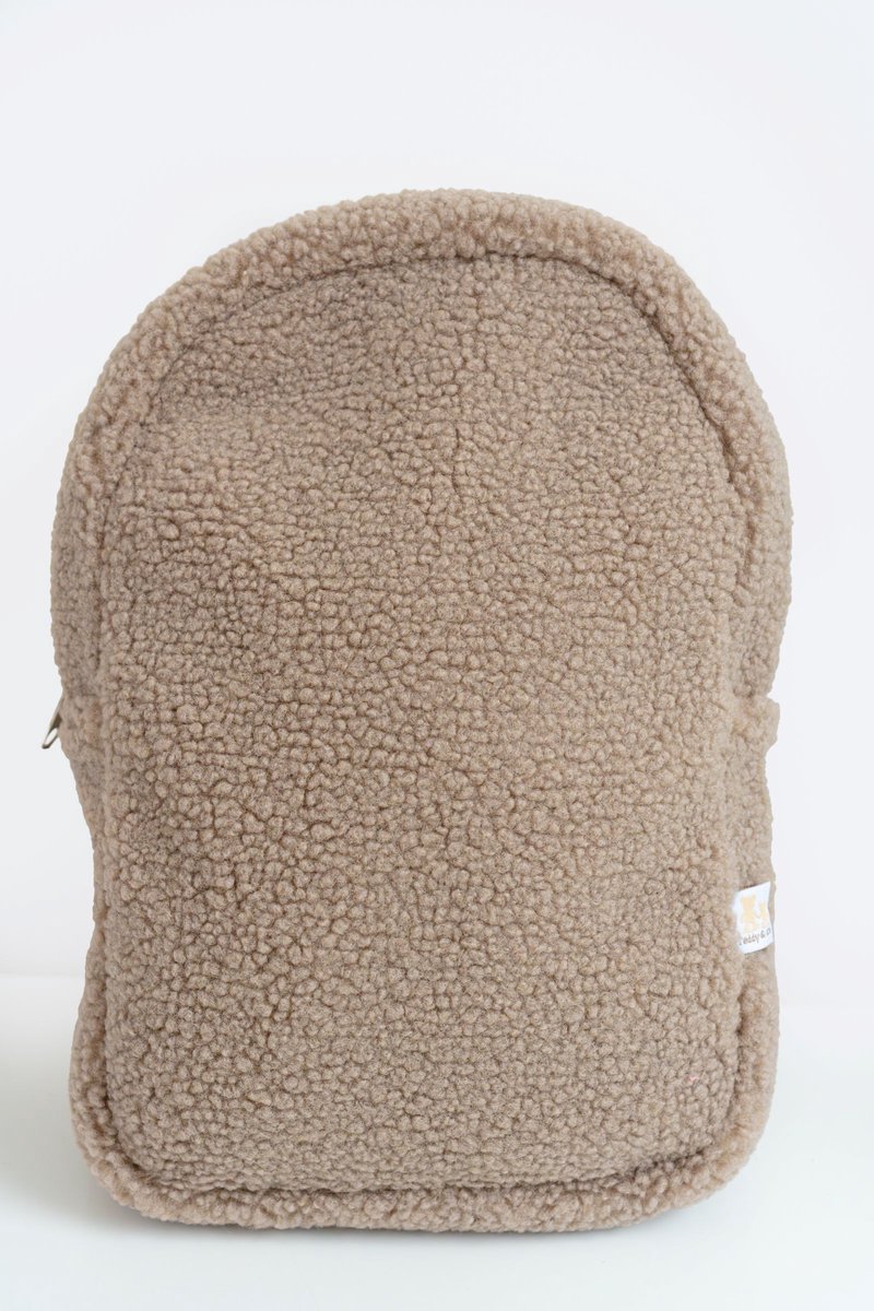 Teddy&Clo. - Teddy Kinderrugzak - Teddy/Fleece - 20 x 30 x 9 cm - Taupe - School & Opvang