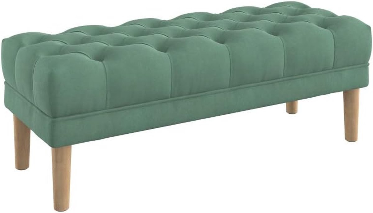 Zitbankje Gestoffeerd - Voetenbank Hal - Comfortabel Zitten - Diep Geknoopt Blad - 120 cm Breed - Mintgroen