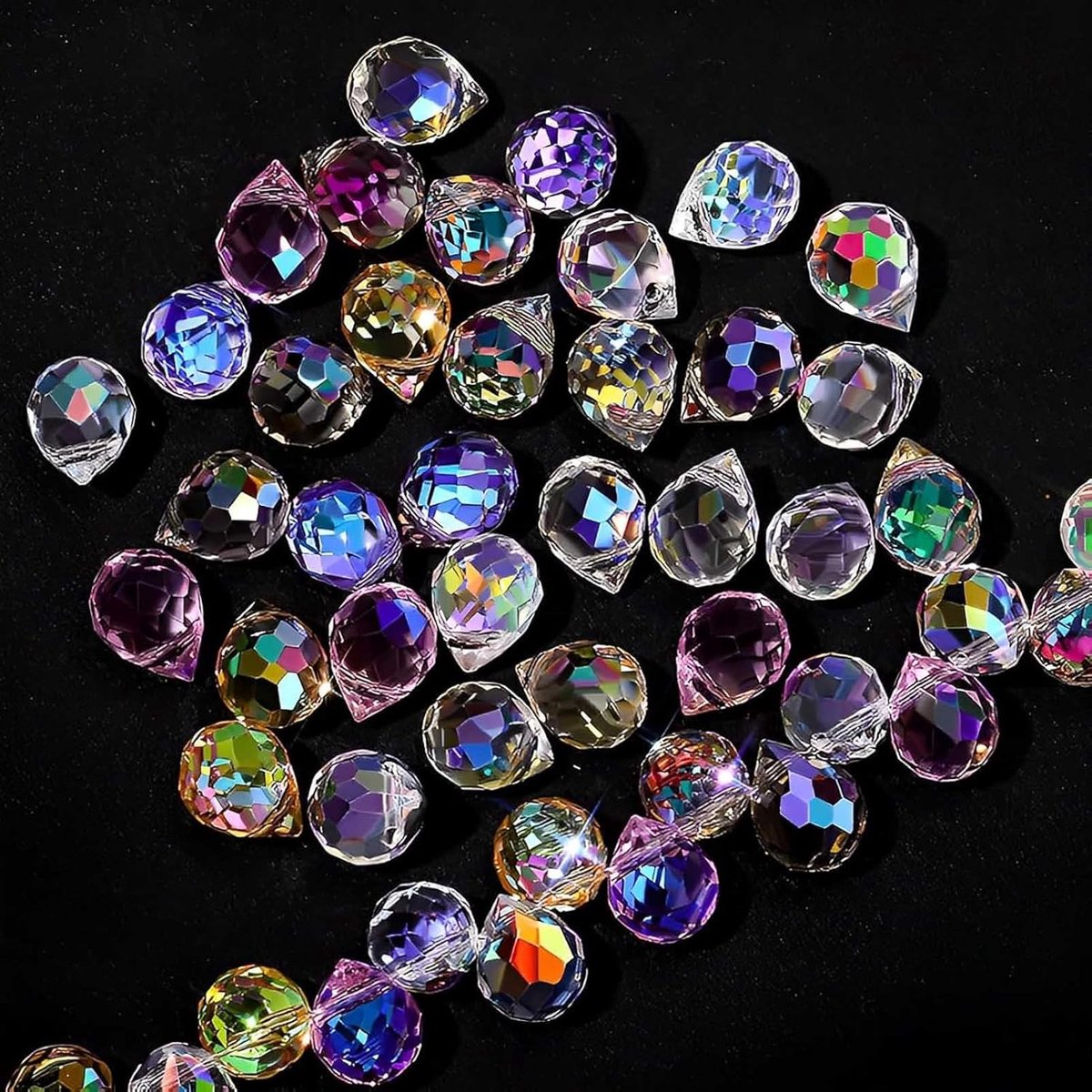 Kralen, gemengd voor het maken van sieraden, strassteentjes, druppelvorm voor doe-het-zelf halskettingen, armbanden, oorbellen (8 x 10 mm, gemengde kleur)